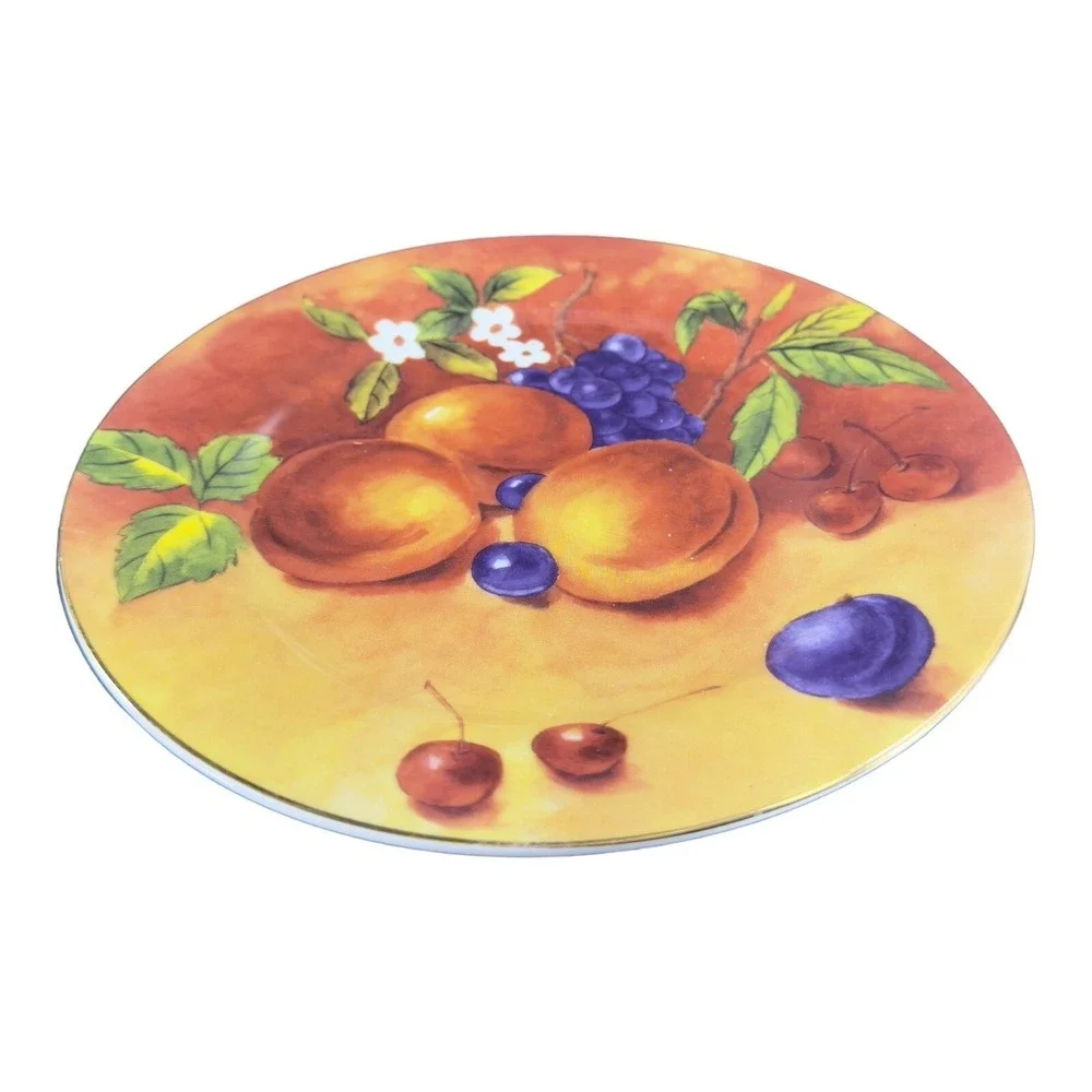 T‎ LIMOGES Fruit Porcelain Plate Dish Casa Elite France Set 4 Colorful Fruit VTG